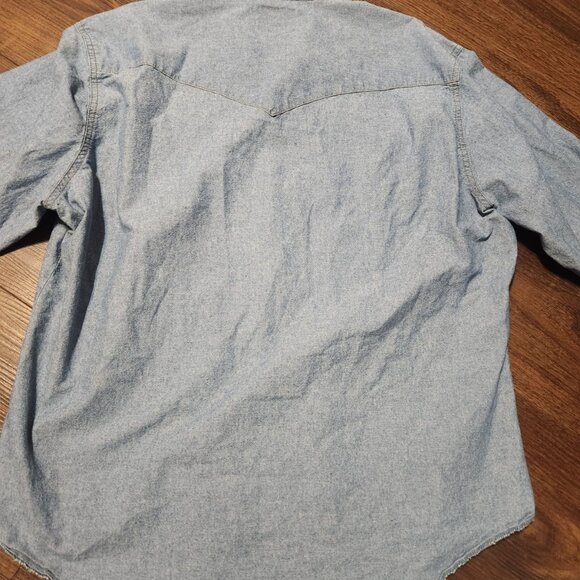 Wrangler Denim Chambray Pearl Snap mens  Button Up Shirt Size XL - Picture 6 of 8